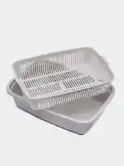 Серый туалет лоток для кошек с сеткой Dunya Plastik, 255 мм*365 мм*95 мм