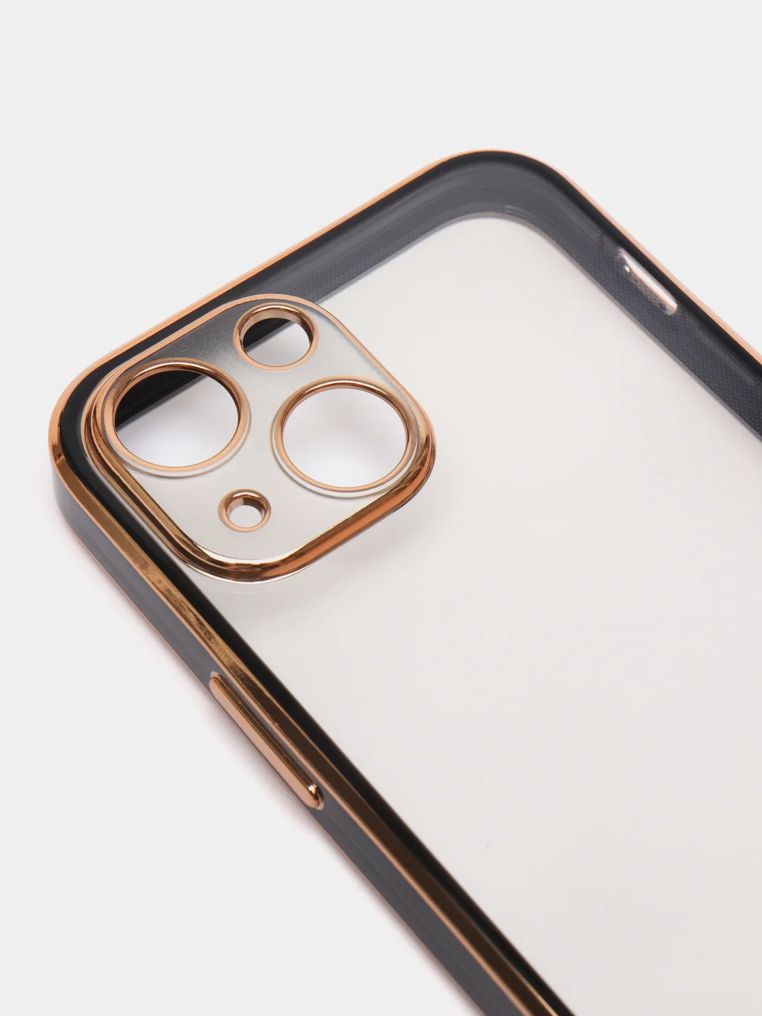 Черный чехол силиконовый с золотым ободком iPhone 13 mini