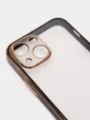 Черный чехол силиконовый с золотым ободком iPhone 13 mini