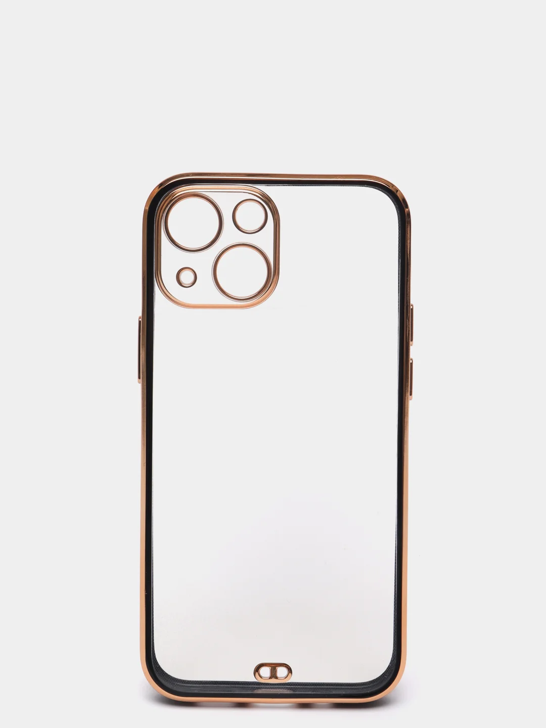 Черный чехол силиконовый с золотым ободком iPhone 13 mini