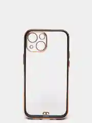 Черный чехол силиконовый с золотым ободком iPhone 13 mini