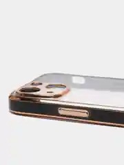 Черный чехол силиконовый с золотым ободком iPhone 13 mini