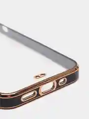 Черный чехол силиконовый с золотым ободком iPhone 13 mini