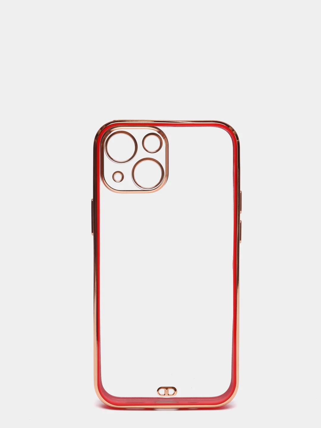 Красный чехол силиконовый с золотым ободком iPhone 13 mini