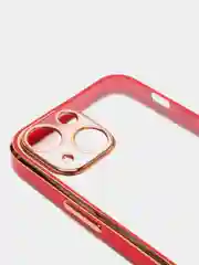 Красный чехол силиконовый с золотым ободком iPhone 13 mini