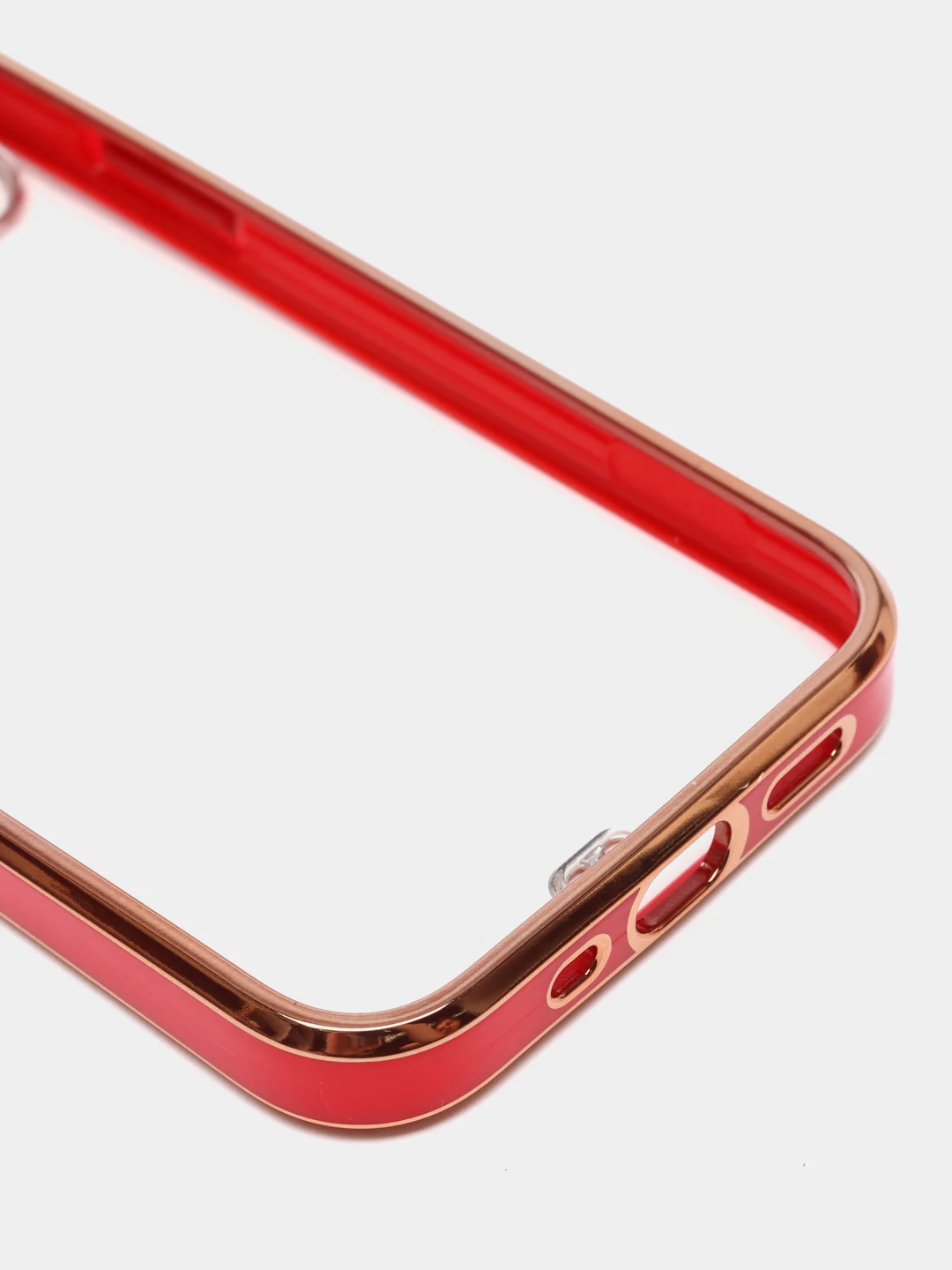 Красный чехол силиконовый с золотым ободком iPhone 13 mini