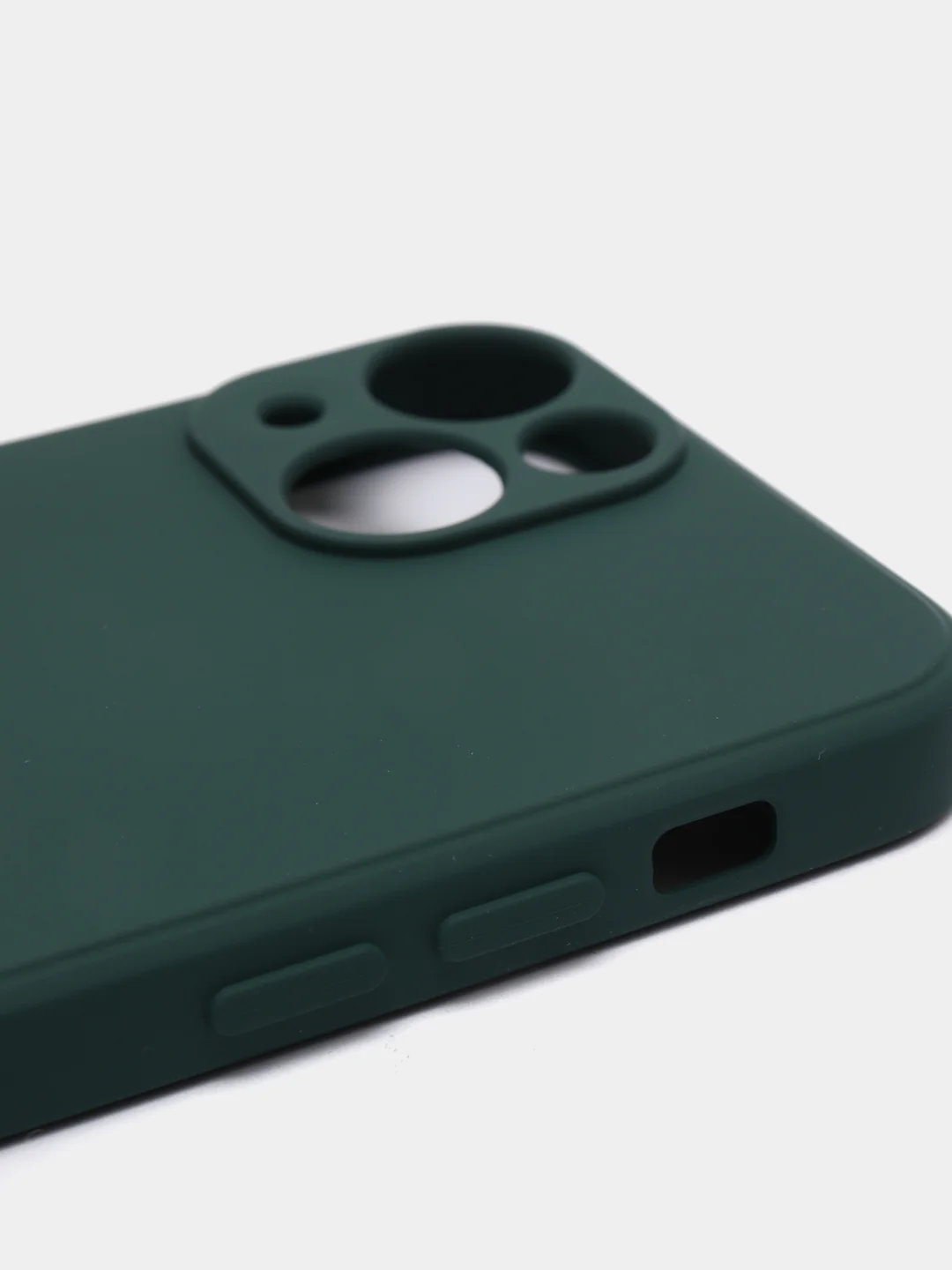 Зеленый чехол с вырезами для защиты камеры и бархатом внутри iPhone 13 mini