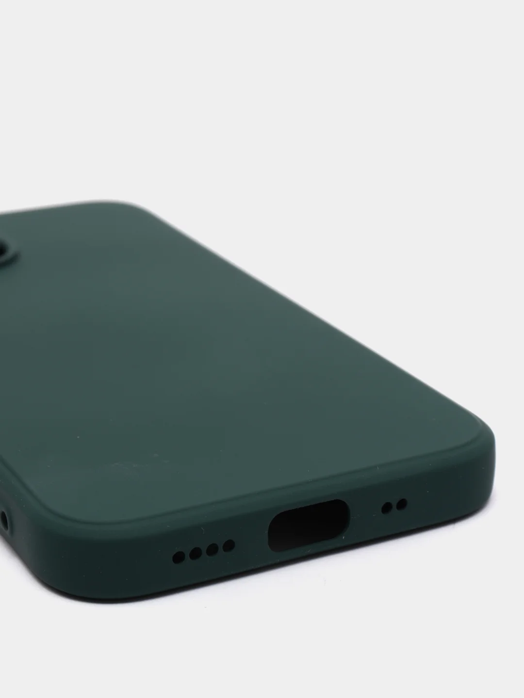 Зеленый чехол с вырезами для защиты камеры и бархатом внутри iPhone 13 mini