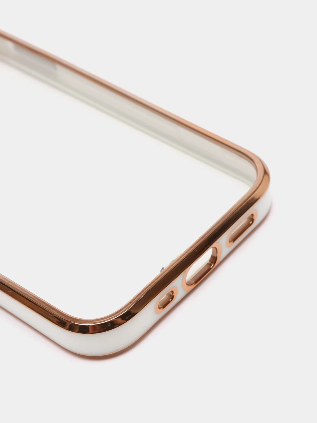 Белый чехол силиконовый с золотым ободком iPhone 13 mini