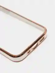 Белый чехол силиконовый с золотым ободком iPhone 13 mini
