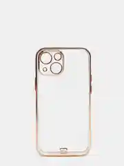 Белый чехол силиконовый с золотым ободком iPhone 13 mini