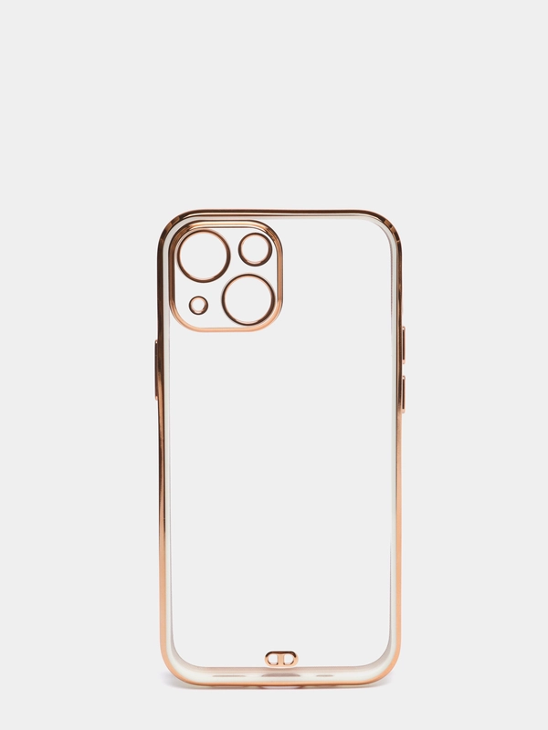 Чехол силиконовый с золотым ободком iPhone 13 mini