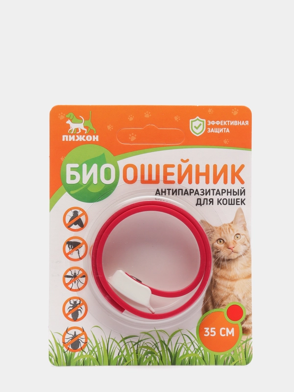 Биоошейник антипаразитарный "Пижон" для кошек, от блох и клещей, красный, 35 см