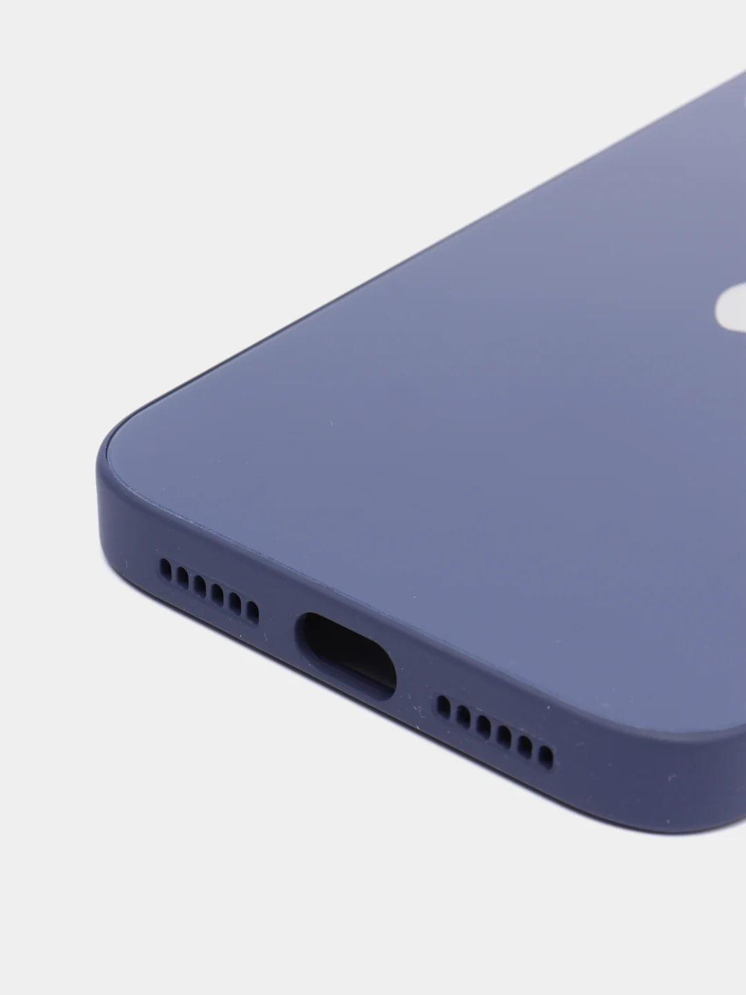 Синий чехол силиконовый со стеклянной панелью для iPhone 11