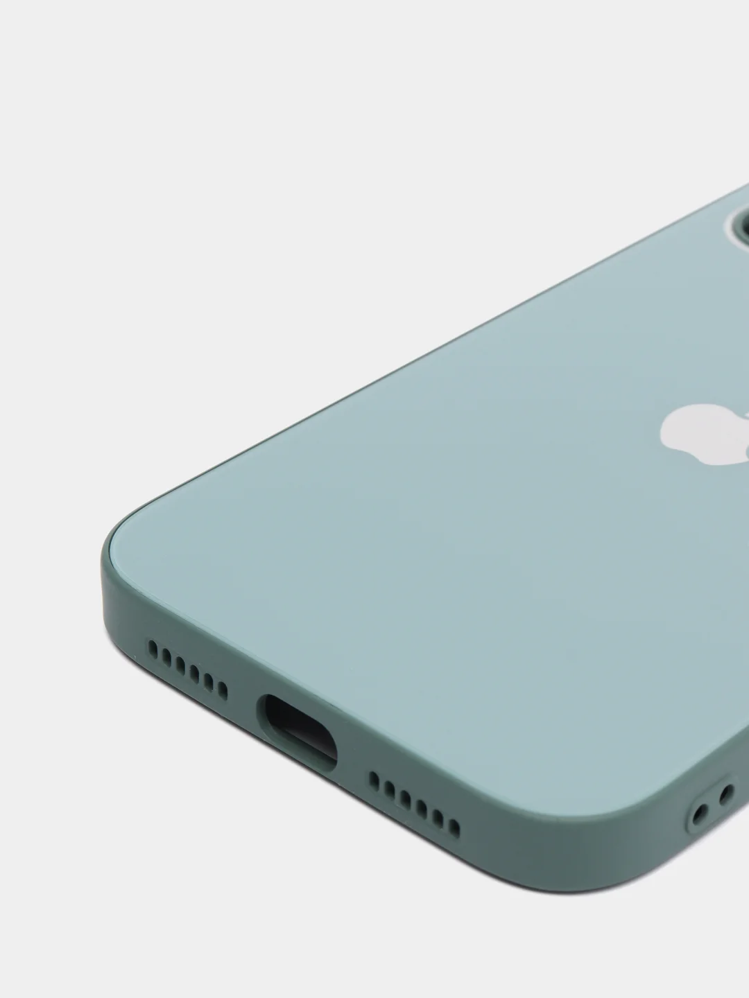 Тёмно-зелёный чехол силиконовый со стеклянной панелью для iPhone 11