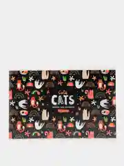 Черный альбом для рисования на скрепке А5 Cute cats, 12 листов