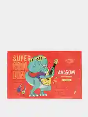 Красный альбом для рисования "Cool Dino", на скрепке, А5, 12 листов