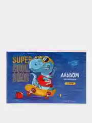 Синий альбом для рисования "Cool Dino", на скрепке, А5, 12 листов