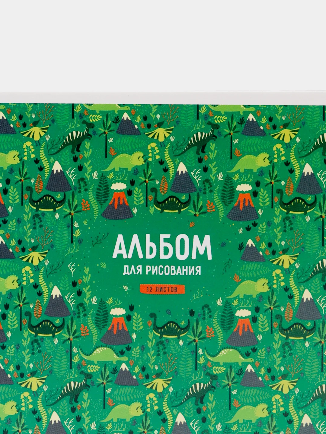 Зеленый альбом для рисования "Cool Dino", на скрепке, А5, 12 листов