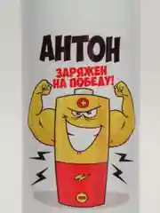 Спортивная бутылка CoolPodarok "Антон заряжен на победу"