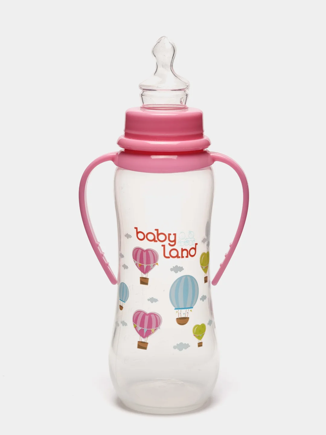 Розовый бутылочка Baby Land 240мл с колпачком-игрушкой, силиконовой анатомической соской