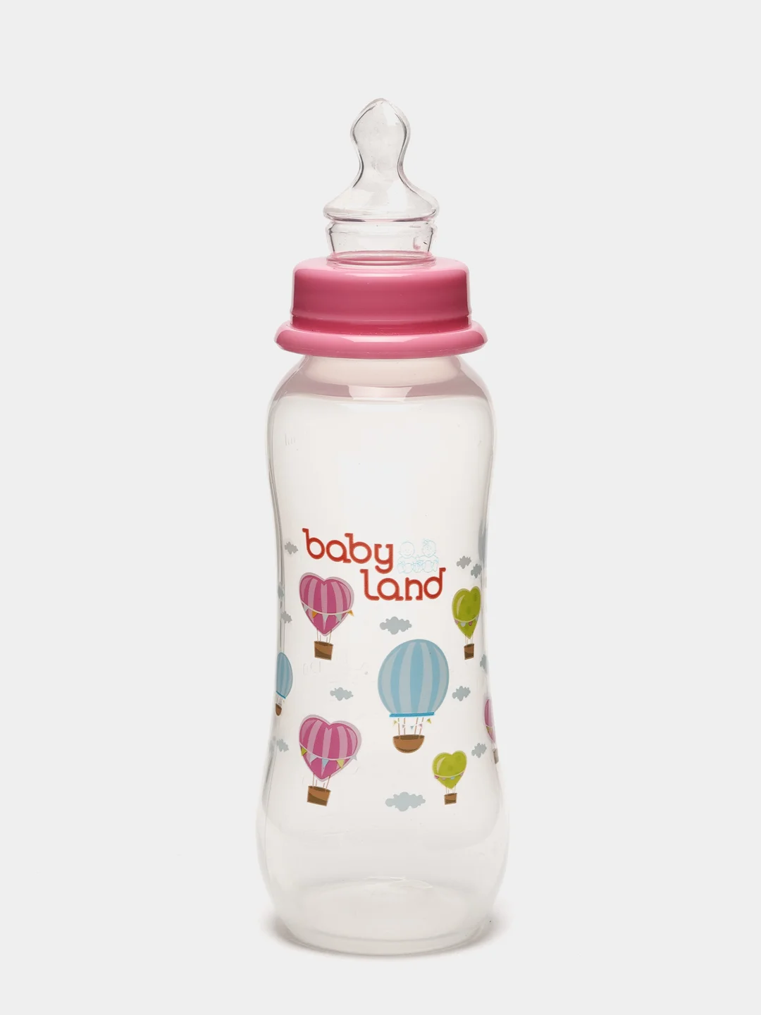 Розовый бутылочка Baby Land 240мл с колпачком-игрушкой, силиконовой анатомической соской