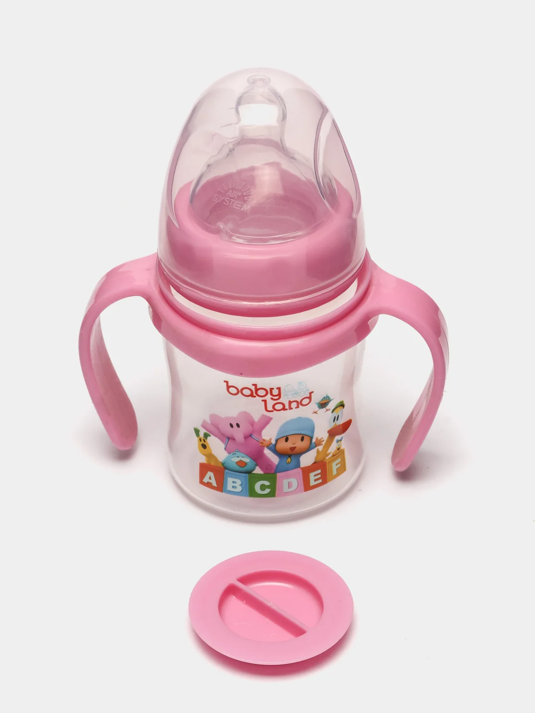 Розовый бутылочка Baby Land 150 мл, с широким горлом и силиконовой анатомической соской Air System