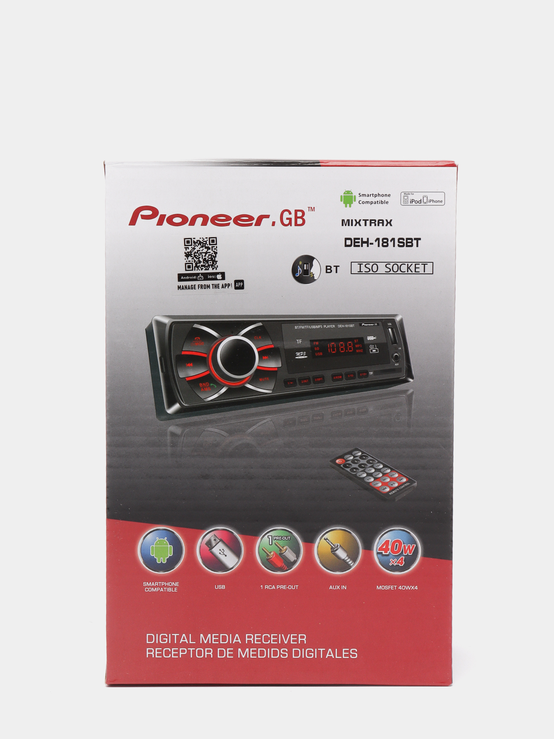 Автомагнитола Pioneer.GB DEH-181SBT bluetooth, usb,microsd, aux, fm, пульт  купить по цене 2091 ₽ в интернет-магазине KazanExpress