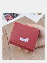 Багровый кошелек женский из экокожи на кнопке