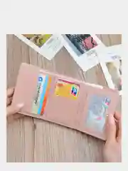 Багровый кошелек женский из экокожи на кнопке