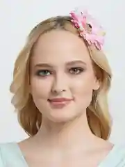 Розовый ободок на резинке с цветком
