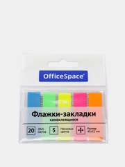 Флажки-закладки, 45*12 мм, 20 л*5 неоновых цветов, европодвес