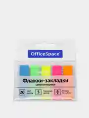 Флажки-закладки, 45*12 мм, 20 л*5 неоновых цветов, европодвес