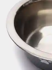 Серый металлическая нескользящая миска с прорезиненным дном для кошек и собак