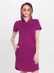 Фиолетовый платье женское домашнее с капюшоном,  хлопок