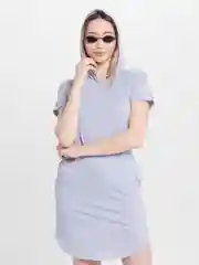 Серый меланж платье женское домашнее с капюшоном,  хлопок