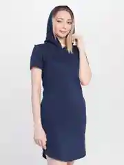 Темно-синий платье женское домашнее с капюшоном,  хлопок