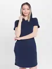 Темно-синий платье женское домашнее с капюшоном,  хлопок