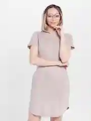Бежевый платье женское домашнее с капюшоном,  хлопок