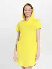 Желтый платье женское домашнее с капюшоном,  хлопок