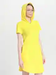 Желтый платье женское домашнее с капюшоном,  хлопок