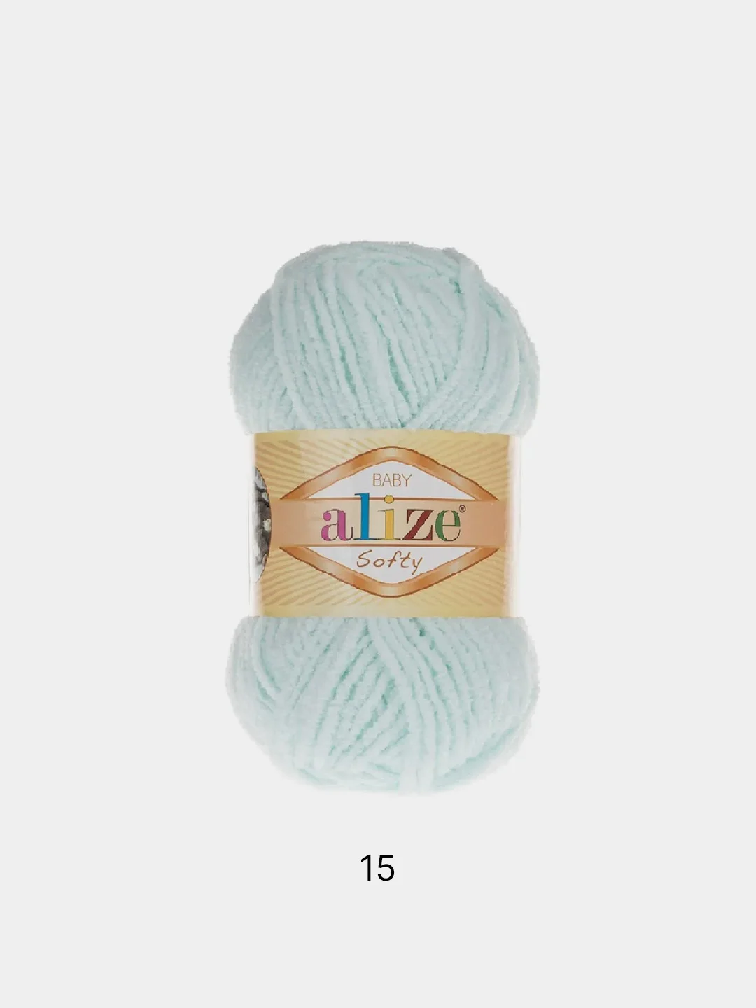 Мятный пряжа плюшевая Alize Softy 100% Микрополиэстер 50г 115м (Ализе софти велюровая)