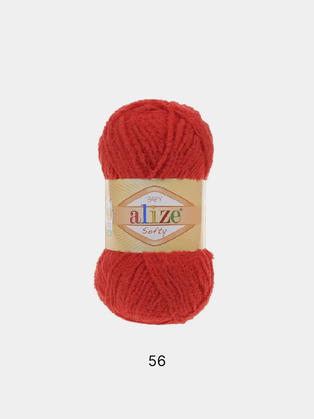 Красный пряжа плюшевая Alize Softy 100% Микрополиэстер 50г 115м (Ализе софти велюровая)