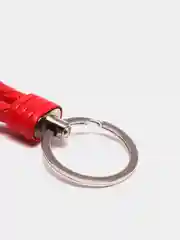 Красный кожаный плетеный брелок для ключей