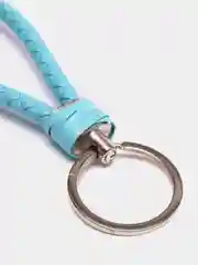 Синий кожаный плетеный брелок для ключей