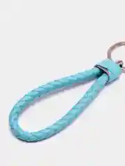 Синий кожаный плетеный брелок для ключей