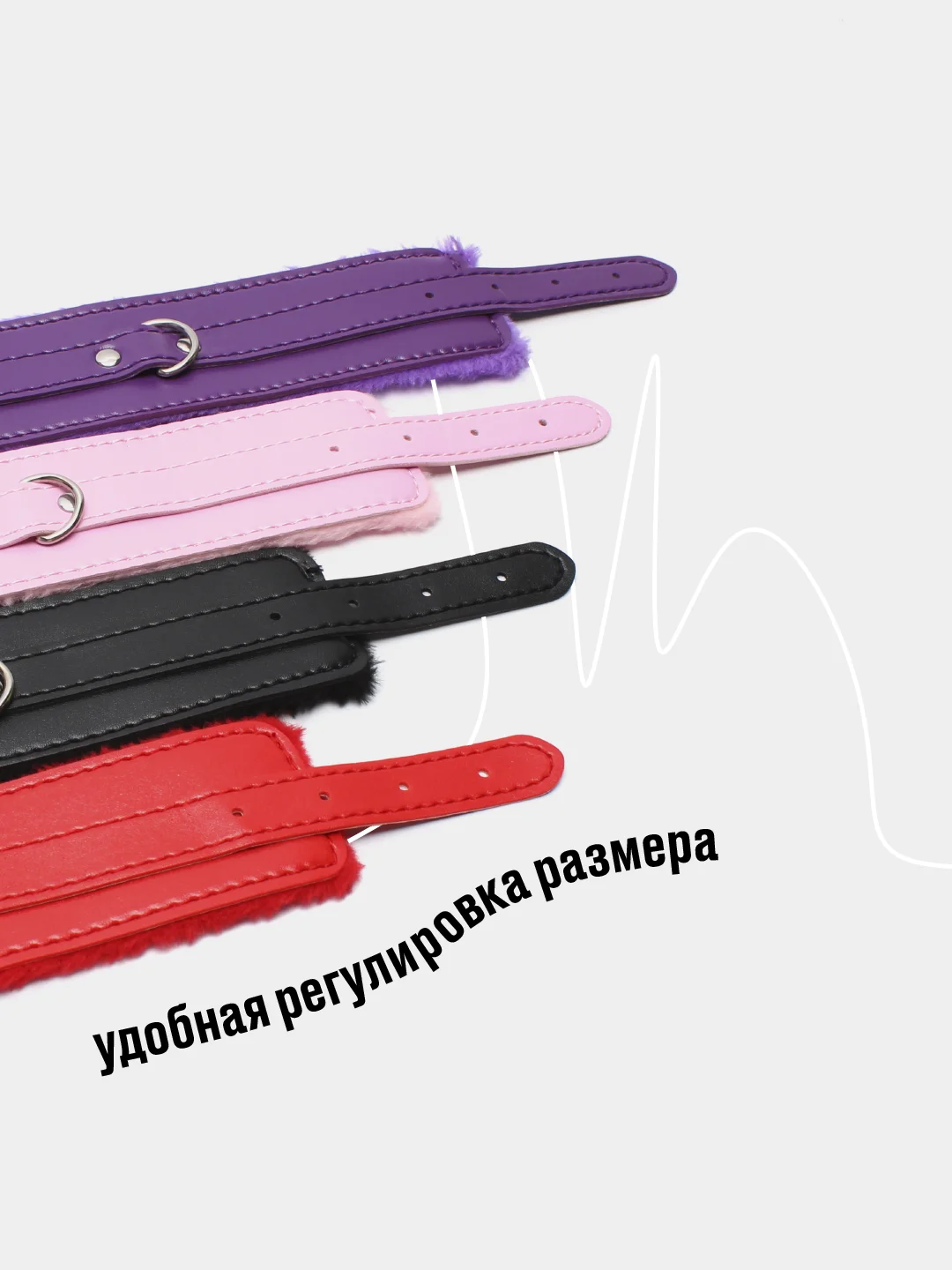 БДСМ наручники для рук или ног с мехом на застежках, 4 цвета