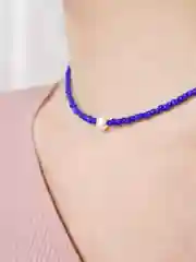 Синий чокер из жемчуга и бисера/ колье/ цепочка/ нитка из бисера