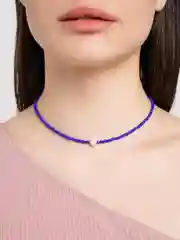 Синий чокер из жемчуга и бисера/ колье/ цепочка/ нитка из бисера