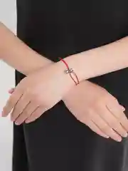 Бронзовый браслет красная нить с кулоном